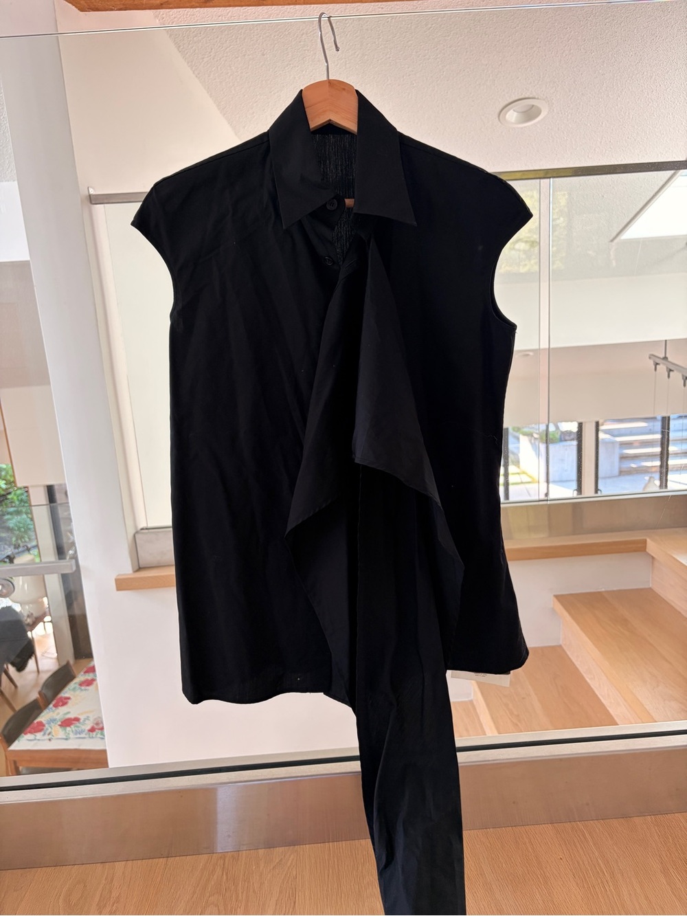Yohji Yamamoto Black Sleeveless Draped Collar Top